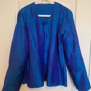 Iridescent blue handmade silk jacket